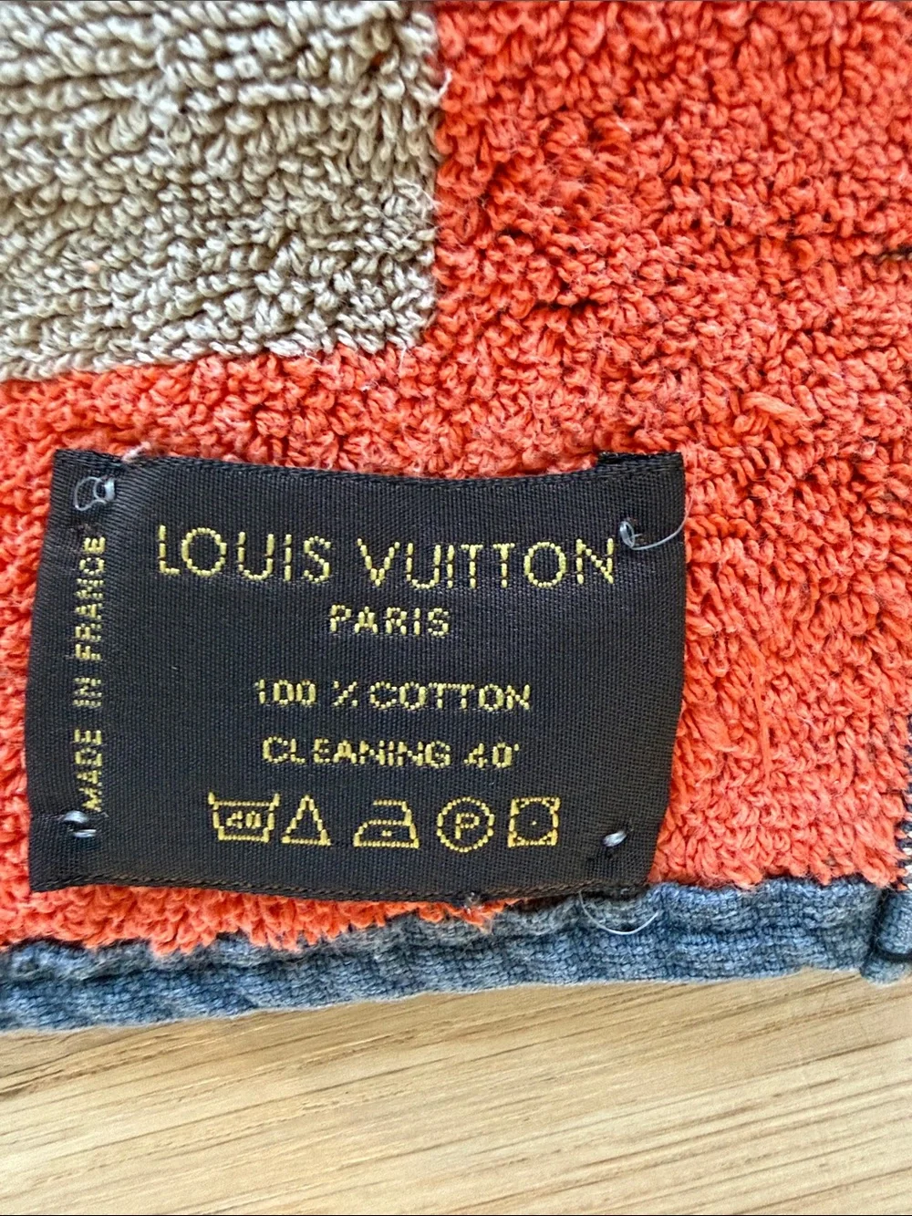Louis Vuitton Orange & Cream Geometric Logo Beach Towel